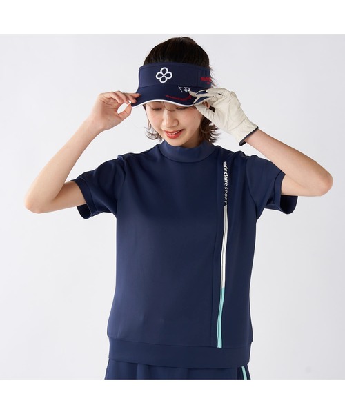 marie claire(マリ・クレール)の「marie claire GOLF/マリクレール ゴルフ ゴルフウェア 接触冷感 UVカット 軽量 ダンボールニット モックネック 半袖 シャツ Tシャツ(Tシャツ/カットソー・レディース・ホワイト/ネイビー・L/M/LL)」の19枚目の写真