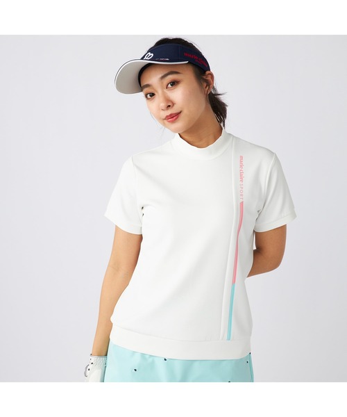 marie claire(マリ・クレール)の「marie claire GOLF/マリクレール ゴルフ ゴルフウェア 接触冷感 UVカット 軽量 ダンボールニット モックネック 半袖 シャツ Tシャツ(Tシャツ/カットソー・レディース・ホワイト/ネイビー・L/M/LL)」の20枚目の写真