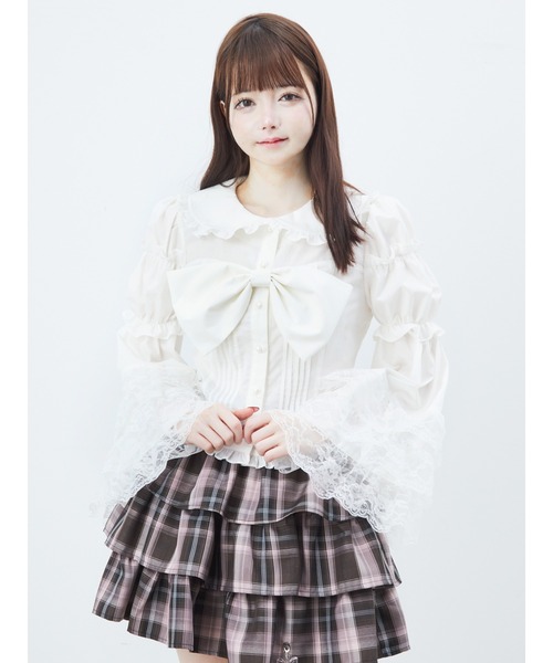 Ank Rouge（アンクルージュ）の「BIGリボン姫袖ブラウス（シャツ/ブラウス・レディース・ホワイト/ブルー/ブラック・M）」の2枚目の写真