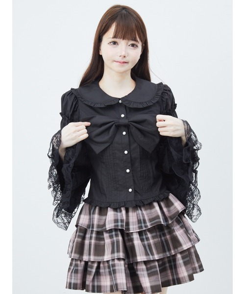 Ank Rouge（アンクルージュ）の「BIGリボン姫袖ブラウス（シャツ/ブラウス・レディース・ホワイト/ブルー/ブラック・M）」の3枚目の写真