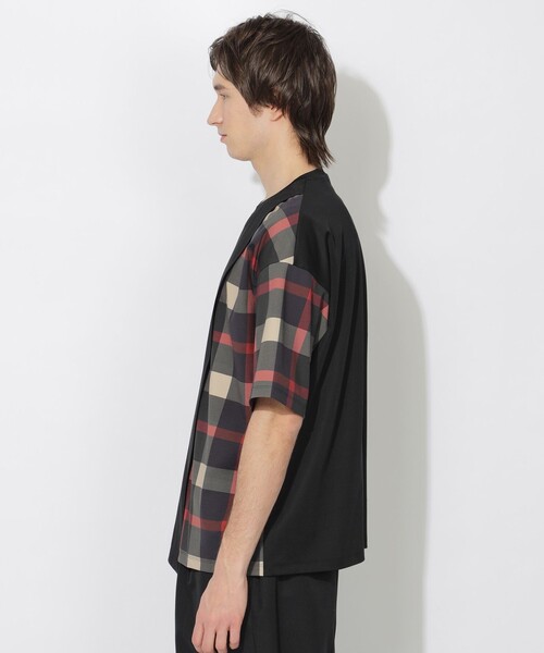 セール】【一部WEB限定カラー】アシンメトリーチェックレイヤーT
