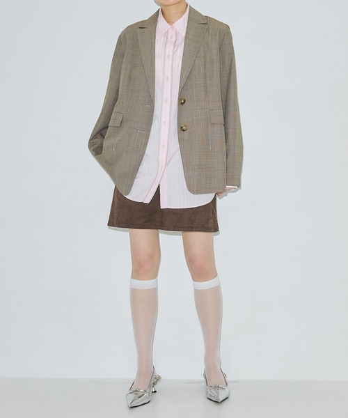 PUBLIC TOKYO（パブリックトウキョウ）の「バックタックスムージージャケット（テーラードジャケット・レディース・ダークグレー/ブラウン/ライトグレー・1/2）」の11枚目の写真