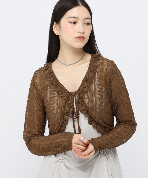 3.3 Field Trip (3.3フィールドトリップ)の「3.3Field Trip/フリルレースカーディガン(カーディガン/ボレロ・レディース・ホワイト/ブラウン・FREE)」の1枚目の写真