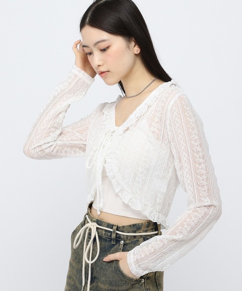 3.3 Field Trip (3.3フィールドトリップ)の「3.3Field Trip/フリルレースカーディガン(カーディガン/ボレロ・レディース・ホワイト/ブラウン・FREE)」の22枚目の写真