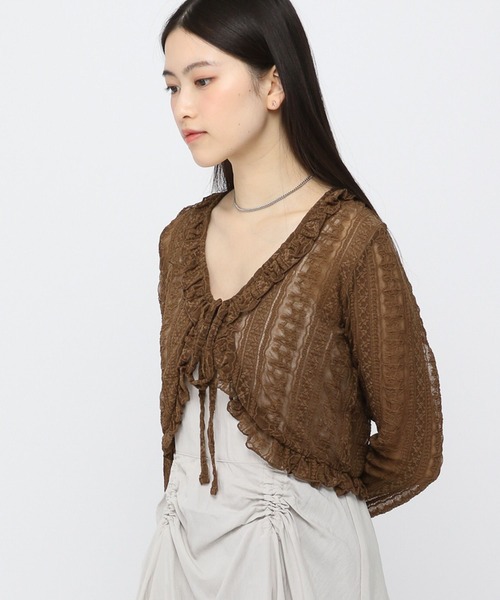 3.3 Field Trip (3.3フィールドトリップ)の「3.3Field Trip/フリルレースカーディガン(カーディガン/ボレロ・レディース・ホワイト/ブラウン・FREE)」の3枚目の写真