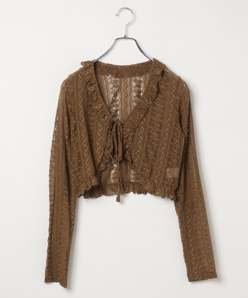 3.3 Field Trip (3.3フィールドトリップ)の「3.3Field Trip/フリルレースカーディガン(カーディガン/ボレロ・レディース・ホワイト/ブラウン・FREE)」の4枚目の写真