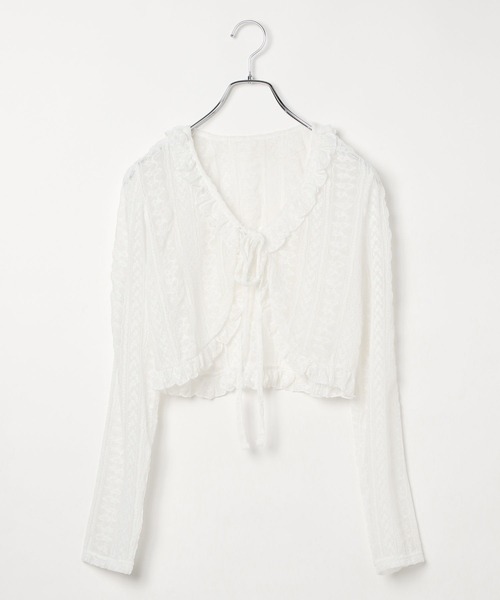 3.3 Field Trip (3.3フィールドトリップ)の「3.3Field Trip/フリルレースカーディガン(カーディガン/ボレロ・レディース・ホワイト/ブラウン・FREE)」の5枚目の写真