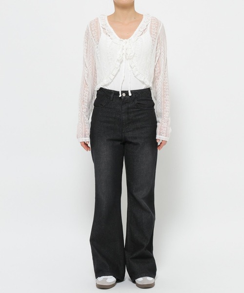 3.3 Field Trip (3.3フィールドトリップ)の「3.3Field Trip/フリルレースカーディガン(カーディガン/ボレロ・レディース・ホワイト/ブラウン・FREE)」の6枚目の写真