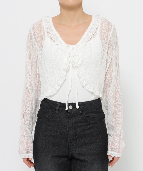 3.3 Field Trip (3.3フィールドトリップ)の「3.3Field Trip/フリルレースカーディガン(カーディガン/ボレロ・レディース・ホワイト/ブラウン・FREE)」の7枚目の写真