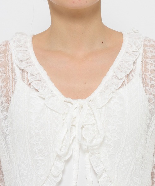 3.3 Field Trip (3.3フィールドトリップ)の「3.3Field Trip/フリルレースカーディガン(カーディガン/ボレロ・レディース・ホワイト/ブラウン・FREE)」の10枚目の写真