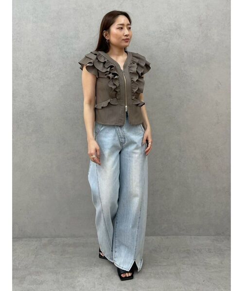 archivio フリル袖ブラウンシャツ 38 楽天市場】【店内全品30％OFFクーポン】8/5 23:59まで□袖フリル