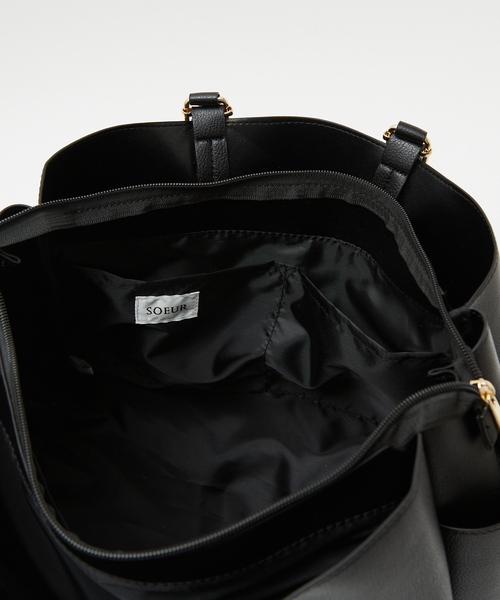 soeur(スール)の「SOUER/ダブルハンドルA4トート/A4/通勤(トートバッグ・レディース・ベージュ/ブラック・フリー)」の10枚目の写真