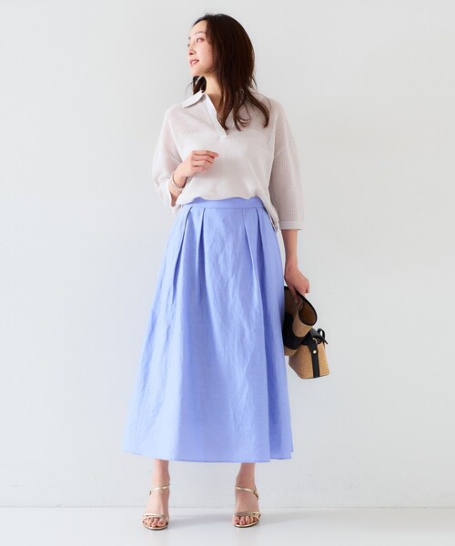 UNTITLED（アンタイトル）の「【七分袖/春夏素材】メッシュ衿付きニット（ニット/セーター・レディース・ブラック/パープル系4/ホワイト/ライトグレー・00/02/04/44/48）」の13枚目の写真