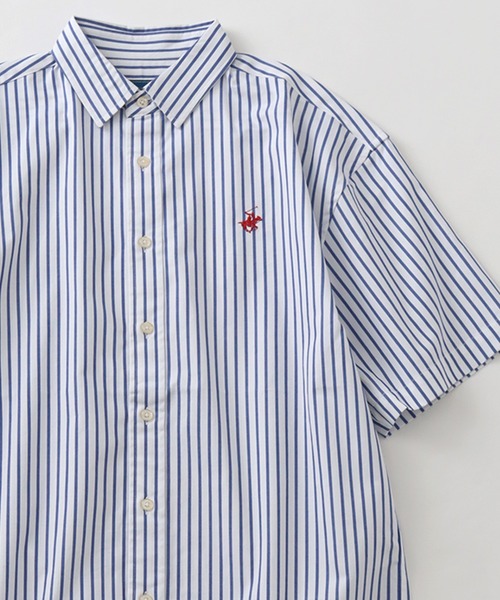 BEVERLY HILLS POLO CLUB(ビバリーヒルズポロクラブ)の「【BEVERLY HILLS POLO CLUB/ビバリーヒルズポロクラブ】 ワンポイントポニー刺繍半袖ツイルピーチシャツ(シャツ/ブラウス・メンズ・アクア/ベージュ/スミクロ/ネイビー/ブルー系その他/オフホワイト/ベージュ系その他/インディゴブルー・LL/M/L)」の7枚目の写真