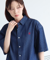 【BEVERLY HILLS POLO CLUB/ビバリーヒルズポロクラブ】 ワンポイントポニー刺繍半袖ツイルピーチシャツ