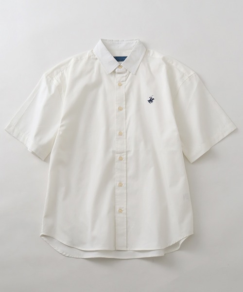 BEVERLY HILLS POLO CLUB(ビバリーヒルズポロクラブ)の「【BEVERLY HILLS POLO CLUB/ビバリーヒルズポロクラブ】 ワンポイントポニー刺繍半袖ツイルピーチシャツ(シャツ/ブラウス・メンズ・アクア/ベージュ/スミクロ/ネイビー/ブルー系その他/オフホワイト/ベージュ系その他/インディゴブルー・LL/M/L)」の9枚目の写真