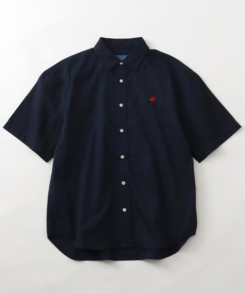 BEVERLY HILLS POLO CLUB(ビバリーヒルズポロクラブ)の「【BEVERLY HILLS POLO CLUB/ビバリーヒルズポロクラブ】 ワンポイントポニー刺繍半袖ツイルピーチシャツ(シャツ/ブラウス・メンズ・アクア/ベージュ/スミクロ/ネイビー/ブルー系その他/オフホワイト/ベージュ系その他/インディゴブルー・LL/M/L)」の14枚目の写真