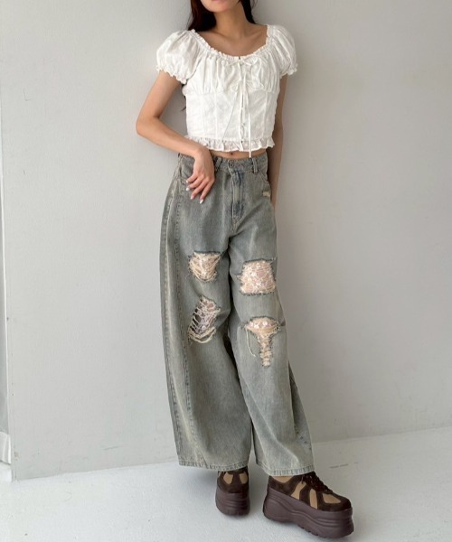 OLIVE des OLIVE（オリーブデオリーブ）の「ダブルリボンブラウス（シャツ/ブラウス・レディース・レッド/ネイビー/オフホワイト・FREE）」の8枚目の写真