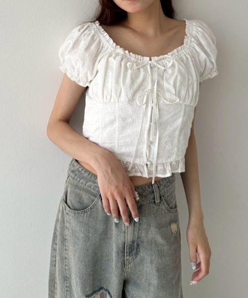 OLIVE des OLIVE（オリーブデオリーブ）の「ダブルリボンブラウス（シャツ/ブラウス・レディース・レッド/ネイビー/オフホワイト・FREE）」の7枚目の写真