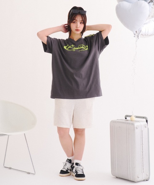 Poly Jam(ポリージャム)の「Over size logo T-shirt / オーバーサイズ ロゴTシャツ(Tシャツ/カットソー・レディース・ピンク/ライトグリーン・FREE)」の14枚目の写真