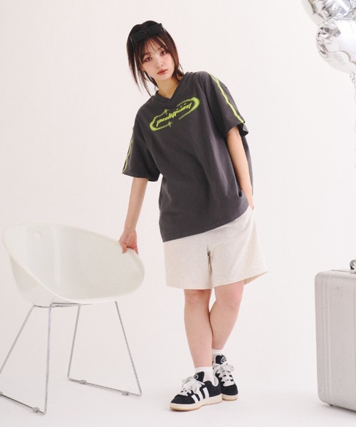 tシャツ PLACE STUDIO／CAMOロゴスリムT レディース セール】Over size logo T-shirt / オーバーサイズ ロゴTシャツ