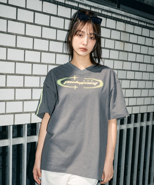 ☆韓国の人気☆【GROVE】☆22SUMMER FREDDIE TE.E☆Tシャツ☆ オフィT／Tシャツ／半袖／ウォッシャブル／プレーティング鹿の子