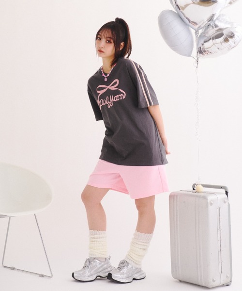 Poly Jam(ポリージャム)の「Over size logo T-shirt / オーバーサイズ ロゴTシャツ(Tシャツ/カットソー・レディース・ピンク/ライトグリーン・FREE)」の22枚目の写真