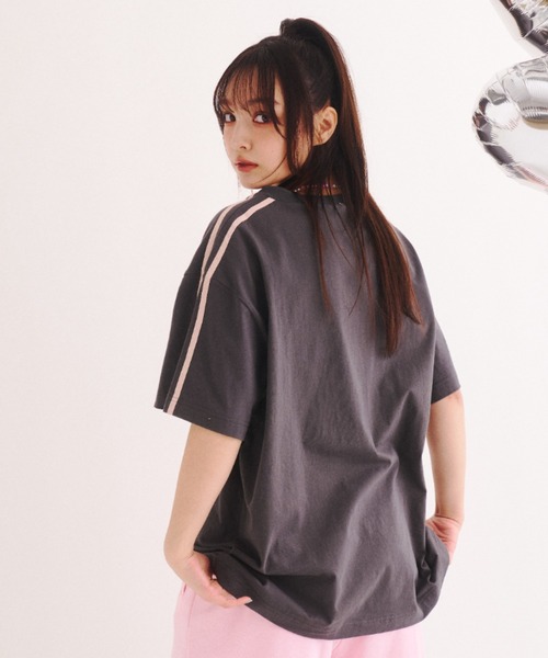 Poly Jam(ポリージャム)の「Over size logo T-shirt / オーバーサイズ ロゴTシャツ(Tシャツ/カットソー・レディース・ピンク/ライトグリーン・FREE)」の5枚目の写真