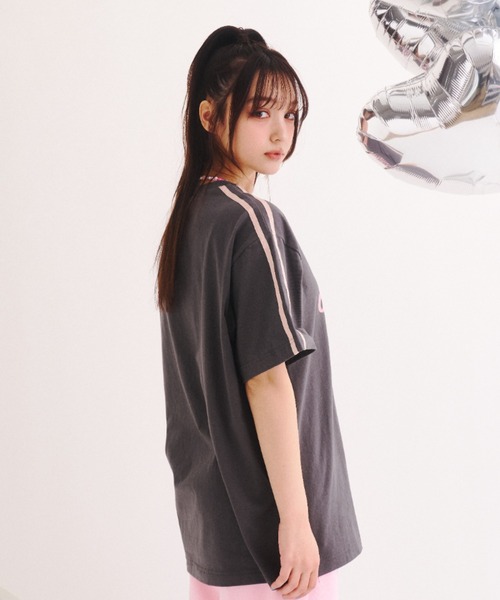 Poly Jam(ポリージャム)の「Over size logo T-shirt / オーバーサイズ ロゴTシャツ(Tシャツ/カットソー・レディース・ピンク/ライトグリーン・FREE)」の6枚目の写真