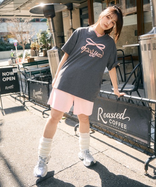 Poly Jam(ポリージャム)の「Over size logo T-shirt / オーバーサイズ ロゴTシャツ(Tシャツ/カットソー・レディース・ピンク/ライトグリーン・FREE)」の10枚目の写真