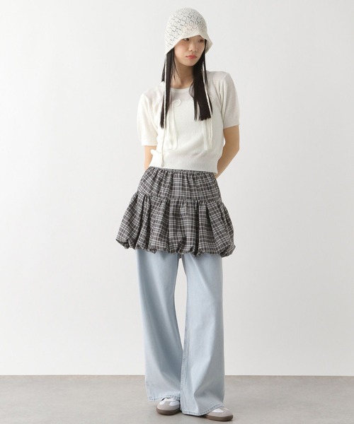 Heather（ヘザー）の「リボンモチーフニット（半袖）　452802（ニット/セーター・レディース・ブラック/オフホワイト/ピンク・FREE）」の9枚目の写真