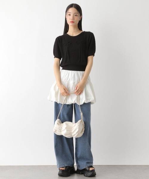 Heather（ヘザー）の「リボンモチーフニット（半袖）　452802（ニット/セーター・レディース・ブラック/オフホワイト/ピンク・FREE）」の16枚目の写真