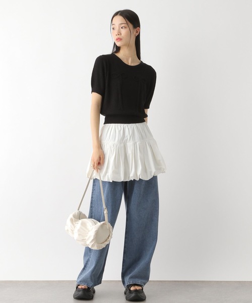 Heather（ヘザー）の「リボンモチーフニット（半袖）　452802（ニット/セーター・レディース・ブラック/オフホワイト/ピンク・FREE）」の17枚目の写真