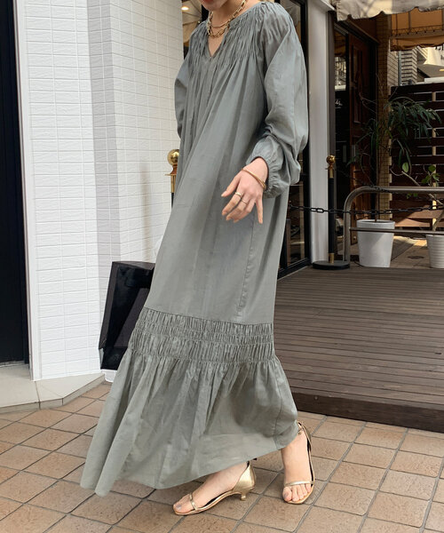 DouDou(ドゥドゥ)の「スモッキングワンピース(ワンピース・レディース・ブラック/グリーン・FREE)」の14枚目の写真