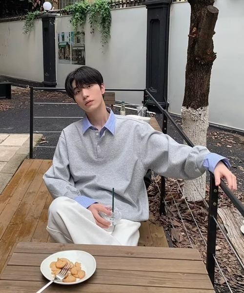 NOWLE（ノウル）の「【NOWLE】フェイクツーピース レイヤード プルオーバー スウェット（スウェット・メンズ・グレー/ブラック/ホワイト・MEDIUM/LARGE/X-LARGE）」の20枚目の写真