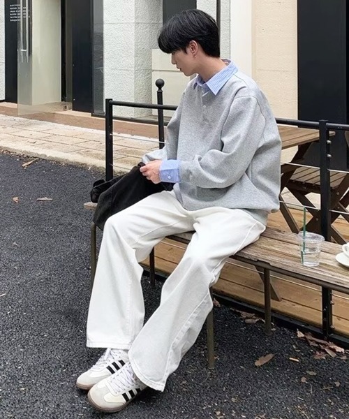 NOWLE（ノウル）の「【NOWLE】フェイクツーピース レイヤード プルオーバー スウェット（スウェット・メンズ・グレー/ブラック/ホワイト・MEDIUM/LARGE/X-LARGE）」の22枚目の写真