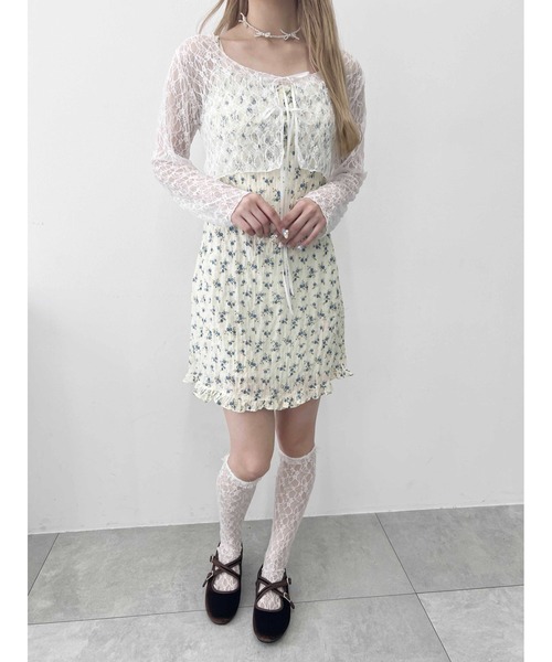 PHILLY（フィリー）の「【PHILLY】フロントリボンレースカーディガン（カーディガン/ボレロ・レディース・ブラック/ホワイト・FREE）」の6枚目の写真