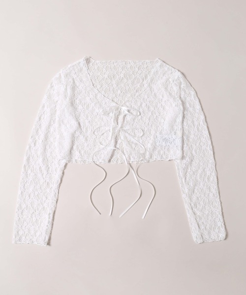 PHILLY（フィリー）の「【PHILLY】フロントリボンレースカーディガン（カーディガン/ボレロ・レディース・ブラック/ホワイト・FREE）」の13枚目の写真