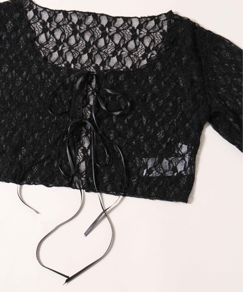 PHILLY（フィリー）の「【PHILLY】フロントリボンレースカーディガン（カーディガン/ボレロ・レディース・ブラック/ホワイト・FREE）」の16枚目の写真