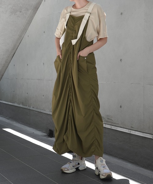 25SS リップストップ オーバーオール ワンピース サロペット