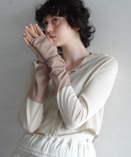 カーディガン bicolor sheer knit cardigan／バイカラーシアーカーディガン レディース bicolor sheer knit cardigan／バイカラーシアーカーディガン