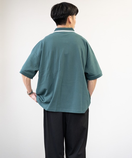 FRUIT OF THE LOOM(フルーツオブザルーム)の「【FRUIT OF THE LOOM】【別注】鹿の子オーバーサイズ ロゴ刺繍 ポロシャツ/半袖/ユニセックス(ポロシャツ・メンズ・ホワイト/モスグリーン/サックスブルー/ブラック・S/M/L/XL)」の12枚目の写真