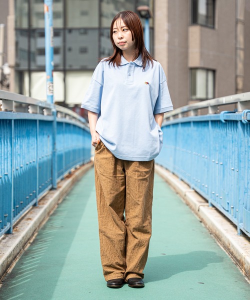 FRUIT OF THE LOOM(フルーツオブザルーム)の「【FRUIT OF THE LOOM】【別注】鹿の子オーバーサイズ ロゴ刺繍 ポロシャツ/半袖/ユニセックス(ポロシャツ・メンズ・ホワイト/モスグリーン/サックスブルー/ブラック・S/M/L/XL)」の19枚目の写真