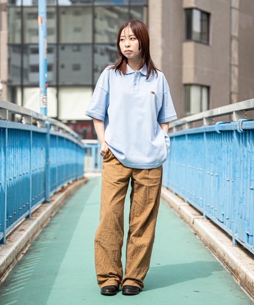 FRUIT OF THE LOOM(フルーツオブザルーム)の「【FRUIT OF THE LOOM】【別注】鹿の子オーバーサイズ ロゴ刺繍 ポロシャツ/半袖/ユニセックス(ポロシャツ・メンズ・ホワイト/モスグリーン/サックスブルー/ブラック・S/M/L/XL)」の20枚目の写真
