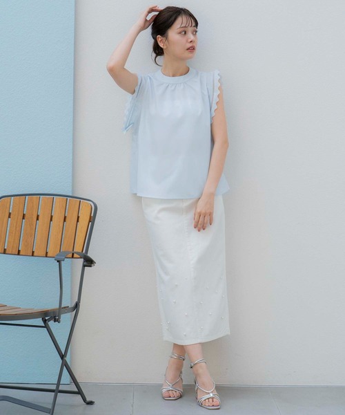 NOELA（ノエラ）の「パールデニムナロースカート（デニムスカート・レディース・インディゴブルー/ダークインディゴブルー/オフホワイト・S/M）」の5枚目の写真