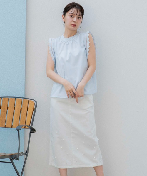 NOELA（ノエラ）の「パールデニムナロースカート（デニムスカート・レディース・インディゴブルー/ダークインディゴブルー/オフホワイト・S/M）」の6枚目の写真