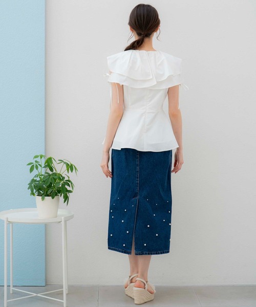 NOELA（ノエラ）の「パールデニムナロースカート（デニムスカート・レディース・インディゴブルー/ダークインディゴブルー/オフホワイト・S/M）」の19枚目の写真