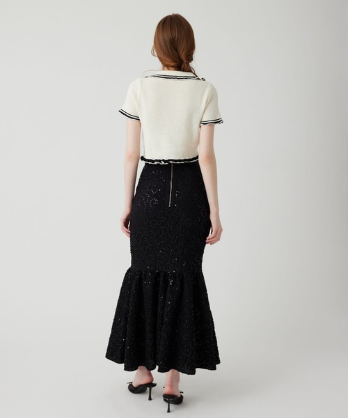 ME COUTURE（ミークチュール）の「スパンコールフルールスカート（スカート・レディース・ブラック/アイボリー・1/0）」の5枚目の写真