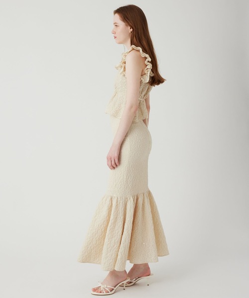 ME COUTURE（ミークチュール）の「スパンコールフルールスカート（スカート・レディース・ブラック/アイボリー・1/0）」の8枚目の写真