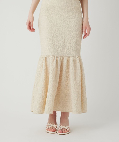 ME COUTURE（ミークチュール）の「スパンコールフルールスカート（スカート・レディース・ブラック/アイボリー・1/0）」の12枚目の写真